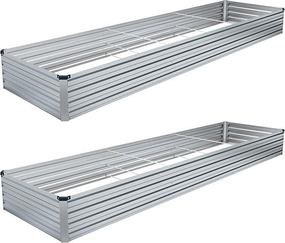 2PCS 12x4x1FT Galvanized Raised Garden Bed Kit,Vegetable Boxes-Rectangle Metal Flower Box,Large Planter Raised Beds Outdoor Garden for Planting,Fruit,Herb-Silver