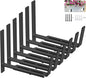 Y&M 6 Pack Adjustable Planter Box Brackets (6 to 12.5 in), Universal Window Box Brackets, Heavy Duty Iron Flower Box Wall Mounting Hooks for Balcony, Fences, Patio, and Garden - Black