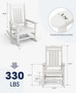 Oversized HDPE Outdoor Rocking Chair, Ivory White, 350 lb Capacity