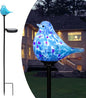 Afirst Decorative Solar Lights Outdoor Solar Bluebird Stake Lights Hand Blown Glass Decorative Garden Pathway Lights Outdoor Waterproof Glass Stakes