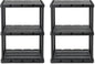 Gracious Living 2 Pack Light Duty Storage Shelves, Knect-A-Shelf 3-Shelf Ventilated Shelving Rack Organizer for Home, Garage, Basement, Laundry, Black