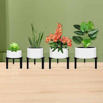 Three Legs Adjustable Metal Plant Stand for 5"-10" Plant Pot – Indoor & Outdoor (Black, 1 Pack)