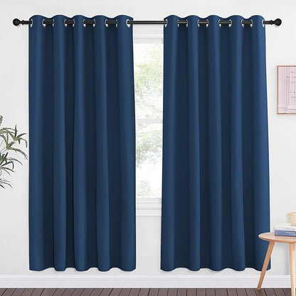 NICETOWN Moroccan Blue Blackout Curtains for Bedroom 72 Inches Long, Thermal Insulated Room Darkening Grommet Window Curtains for Living Room Nursery, 66 inch x 72 inche, 1 Panel