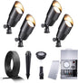 Gardenreet Black Brass Landscape Lighting Kit (4-Pack LED Spotlights) with Low Voltage Transformer 75W and Mechanical Timer and 100FT Cable and 20Pack Wire Connectors for Outdoor Garden Patio