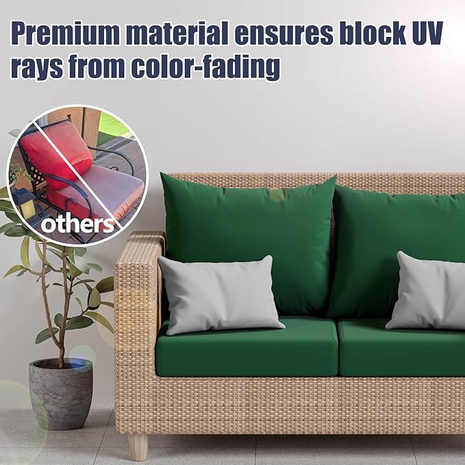 Cushion Covers in Dark Green, 8 Pack Stretch Fit Outdoor Use