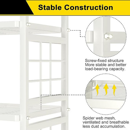 GIOTORENT 6-Wire Standing Storage Shelves, Metal Shelving Unit Pantry Rack for Laundry Kitchen Bathroom Organizer(White)
