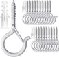 PlusRoc 20 Pack Ceiling Hooks for Hanging Plants Outdoor String Lights Heavy Duty, 2.2 Inch Eye Hook Screw in Cup Hooks Q-Hanger for Patio Lights, Wall Wood Fence Deck Mount(White)