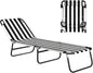 Outsunny Folding Chaise Lounge Pool Chairs, Outdoor Sun Tanning Chairs with 5-Level Reclining Back, Steel Frame for Beach, Yard, Patio, Black and White