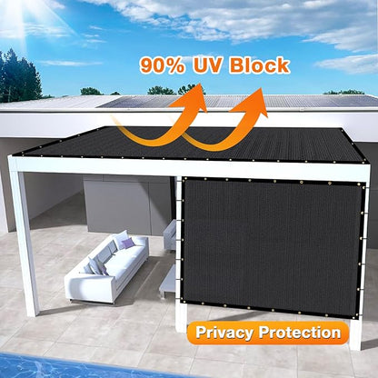 Artpuch Outdoor Pergola Shade Cover 7x14 FT Sun Shade Cloth with Grommets Black 90% UV Protection Canopy Patio Privacy Screen (Customized Available)