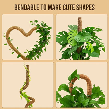 Moss Pole Monstera Plant Support – 48” Bendable Moss Pole Monstera Plant Support, Plant Stakes for Indoor Plants, Tall Plant Sticks Support for Climbing Plants
