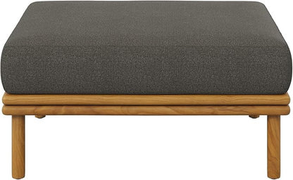 Modway Wren Teak Wood Outdoor Ottoman in Natural Flint Gray