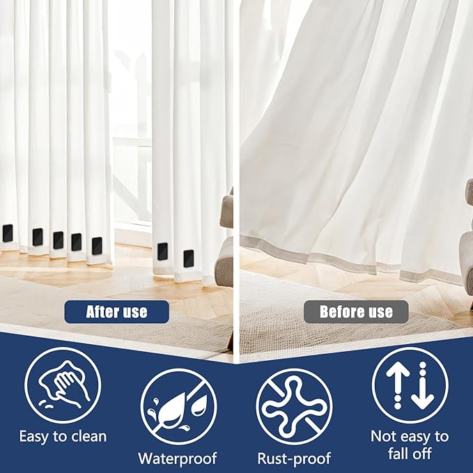 18 Pcs Outdoor Curtain Weights, Plastic Wrapped Magnetic Drapery Weights, Waterproof Heavy Duty Curtain Magnets for Heavy Wind Outside, Shower Curtain, Tablecloth, Flag (Black)