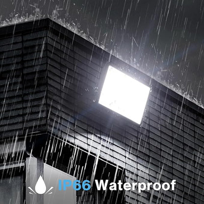 Olafus 2 Pack 200W LED Flood Light Outdoor, 18000LM Super Bright IP66 Waterproof Exterior Security Lights with Plug, 6500K Daylight White Exterior Floodlights for Stadium Yard Barn