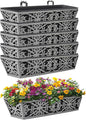 6 Pack 24 Inch Window Boxes Planter for Outdoor Plants Deck Railing Planters Box with Adjustable Brackets for Porch Fence Balcony Hanging Flower Baskets with Non-Woven Fabric Liner for Garden Decor