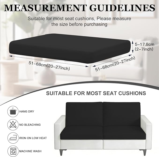 Cushion Covers Black Stretch Slipcovers 4 Pack for Indoor and Outdoor