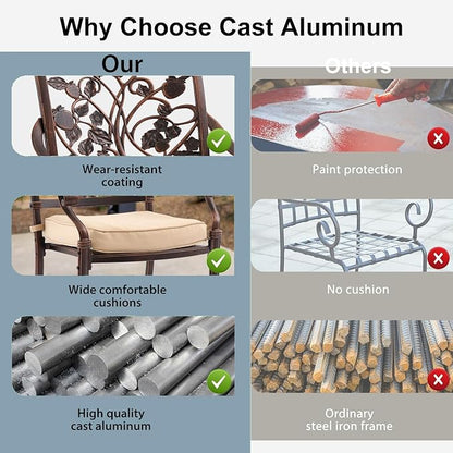 9-Piece Cast Aluminum Patio Furniture, Outdoor Dining Sets for 8 Include 87" Rectangular Patio Dining Table and 8 Stackable Chairs with Cushions & Umbrella Hole (Copper Red)