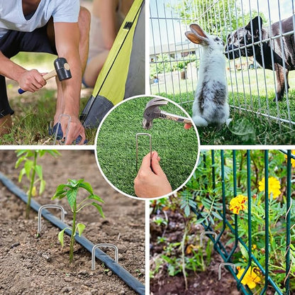 HongWay 120 Pack 6 Inch Landscape Staples, 8 Gauge Garden Stakes Heavy Duty More Thicker Galvanized Tent Stakes, Lawns Yard Staples Wind-Resistant Ground Stakes for Hard & Rocky Soil, Pet Fence
