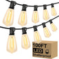 Brightever LED Outdoor String Lights 100FT Patio Lights with 52 Shatterproof 2200K ST38 Vintage Edison Bulbs, Amber Outside Hanging Light Waterproof for Porch, Deck, Garden, Dimmable Amber Lights