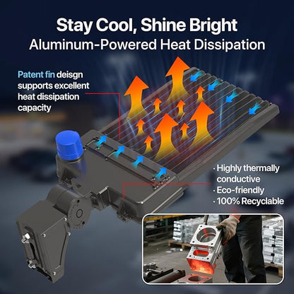 HYPERLITE Led Parking Lot Light - 400W UL Listed LED Stadium Lights for Square Pole/Wall Mount- 60000lm 5000K Commercial Parking Lights Flood Light for Yard Street Court Driveways Road - AC100-277V