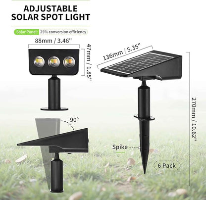 Solar Spot Lights Outdoor, 6 Pack Solar Landscape Spotlights 3 Lighting Modes IP65 Waterproof Adjustable Light House Lights Spot Light for Yard