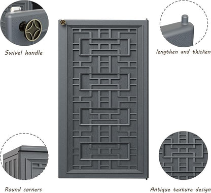 Storage Box Outdoor Caninet,Resin Indoor Storage Box Waterproof Outdoor Storage Cabinets for Patio/Garden/Backyard, Size 34.3''L*15''W*36.2''H(Grey)
