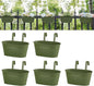 Dahey 10.5 Inch Metal Iron Hanging Flower Pots for Railing Fence Hanging Bucket Pots Countryside Style Outdoor Planter Window Flower Plant Holder with Detachable Hooks Home Decor,Green,5 Pcs