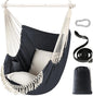 Chihee Hammock Chair Hanging Swing Max 500 Lbs 2 Cushions Included Steel Spreader Bar with Anti-Slip Grooves Portable Hanging Chair Side Pocket Large Macrame Bohemian Chair Indoor Outdoor
