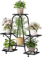 Plant Stand Indoor Outdoor Shelf Metal Holder Pot Rack Multiple Plants Stand Tall 6 Pot Flower Shelf Corner Living Room Garden,Black (Black, 6 Pots)