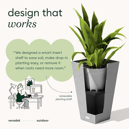 Veradek V-Resin Indoor/Outdoor Taper Planter (30 inch, Grey)