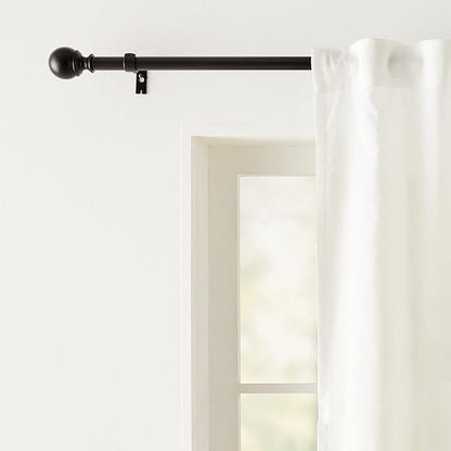 Amazon Basics Adjustable Curtain Rod for Windows, Round Finials, Easy Installation, Sturdy, 1-Inch Rod, 36" to 72", Black, 2-Pack