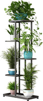 LINZINAR Plant Stand Indoor Outdoor Metal 5 Tier 6 Potted Multiple Flower Pot Holder Shelf Planter Display Shelving Unit for Patio Garden Corner Balcony Living Room (5 Tier 6 Potted, Dark Grey)
