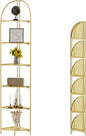 Crofy Foldable 6 Tier Corner Shelf, Metal Corner Plant Stand with Gold Frame and Gold Shelves, Corner Display Rack Multipurpose Shelving Unit for Living Room, Bedroom, Bathroom