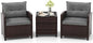 Tangkula 3 Pieces Patio Furniture Set, PE Rattan Wicker 3 Pcs Outdoor Sofa Set w/Washable Cushion and Tempered Glass Tabletop, Conversation Furniture for Garden Poolside Balcony (Grey)