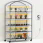 Abimars 5-Tier Greenhouse with Grow Light, Shelf Height Adjustable Metal Plant Shelf with PVC Cover and Wheels, Includes 5-Pack 2900K Full Spectrum Plant Lights, 21x49x80inch