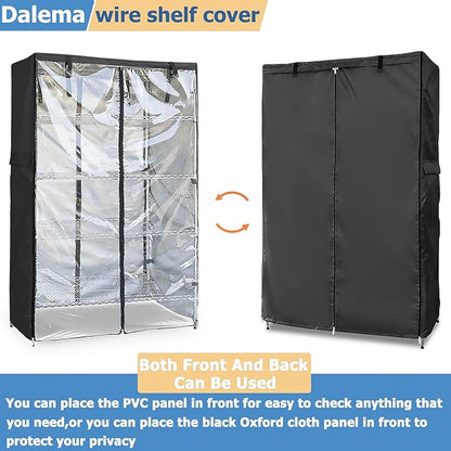 Waterproof Shelf Cover,Outdoor 600D Heavy Duty Dustproof Storage Shelves Cover,42''x18''x72'' Shelf Covers for Wire Shelving with Zippers,Storage Rack Covers with Clear Front