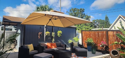 PURPLE LEAF 10' X 12' Patio Umbrella Outdoor Rectangle Umbrella Large Cantilever Umbrella Windproof Offset Heavy Duty Sun for Garden Deck Pool Patio, Beige