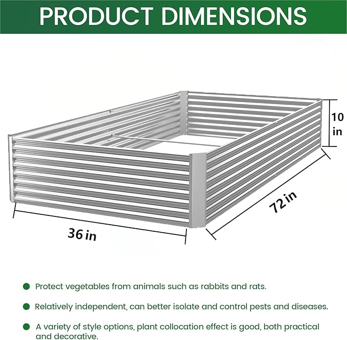 FRIZIONE 3pcs 6x3ft Galvanized Raised Garden Bed Outdoor,Above Ground Garden Bed for Vegetable,Metal Raised Beds for Flower,Steel Raised Beds for Gardening