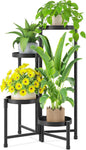 iDavosic.ly Plant Stand Indoor Outdoor, 4 Tier Corner Metal Flower Display Holder Shelf, Easy Assembly Folding Tall Orchid Rack for Patio Balcony Porch Garden Living Room House, Black