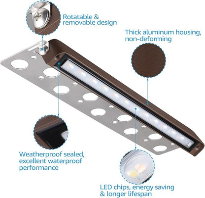 LEONLITE 8-Pack Premium Series 5CCT 12 Inch Hardscape Lighting Low Voltage LED Swivel, 2200K/2700K/3000K/4000K/5000K Selectable, Retaining Wall Light, 12V Paver Light, 7W Outdoor Step Light, ETL