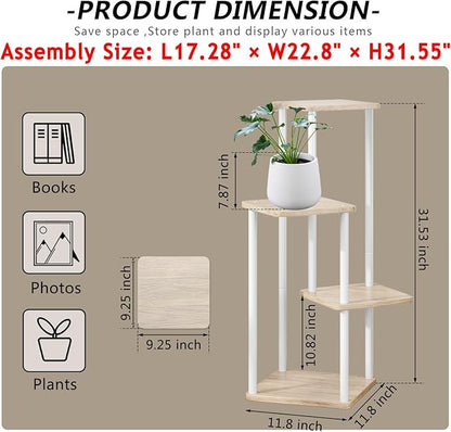 AZERPIAN Plant Stand 4 Tier Indoor Metal Flower Shelf for Multiple Plants Corner Tall Flower Holders for Patio Garden Living Room Balcony Bedroom, Black (4 Tier-White)