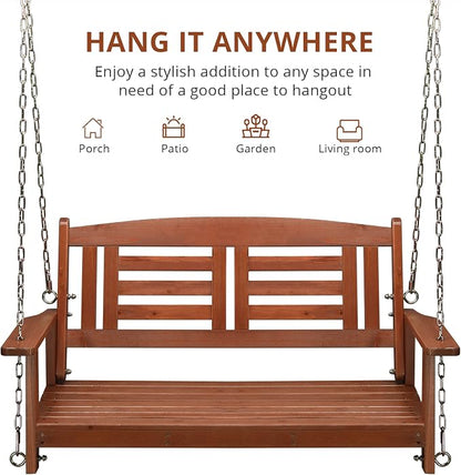Outvita Porch Swing, Room 600lbs Capacity Fir Wood - Image 6
