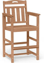 Ciokea Heavy Duty Bar Height Chair, 380lbs Outdoor Adirondack Tall Bar Chair Patio Stool with Arms & High Back, Heavy Duty All-Weather for Balcony, Poolside, Deck and Garden, Teak