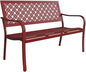 Grand patio Garden Bench, Outdoor Benches with Anti-Rust Metal Powder Coated Frame, Patio Bench for Front Porch Park Outside Furniture Decor, Cherry Red