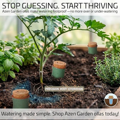Ollas Plant Watering Globes - Terracotta Self Watering Planter Insert - Watering Bulbs for Indoor and Outdoor Plants with Easy Top Refill System - Set of 4 (Jade Green)