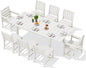 SERWALL 9-Piece Outdoor Dining Set, 60" - 83" Expandable Outdoor Dining Table and 8 HDPE Chairs, All Weather HDPE Outdoor Furniture Set for Backyard, Garden, White