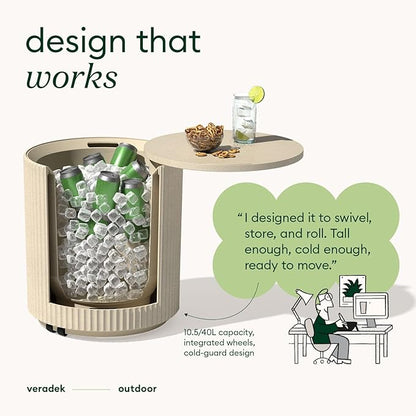 Veradek Outdoor Cooler Side Table - 2 in 1 - Designed for use as Outdoor Side Table, Patio Decor and Ice Chest