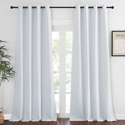 NICETOWN Greyish White Living Room Curtain, Room Darkening Grommet Thermal Insulated Window Treatment Sound Reducing for Bedroom, 1 Panel, W52 x L102
