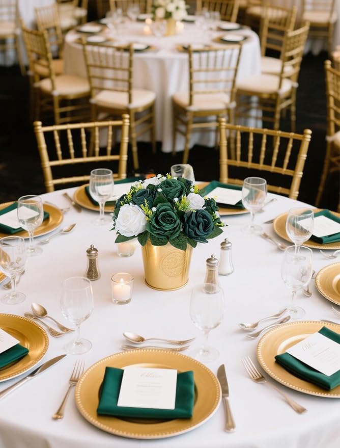 Artificial Flower Balls, Silk Rose Centerpieces in Green and Ivory