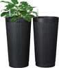 FENCY 2Pack 24IN Self Watering Planter for Indoor Plants, Plastic Large Planter for Outdoor Plants, Water Level Indicator& Spacious Reservoir Flower Planter Decorative(Black)