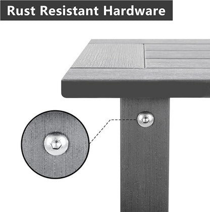 Double Adirondack Outdoor Side Table Weather Resistant, Outdoor Rectangular Patio End Table for Adirondack Chair, Grey